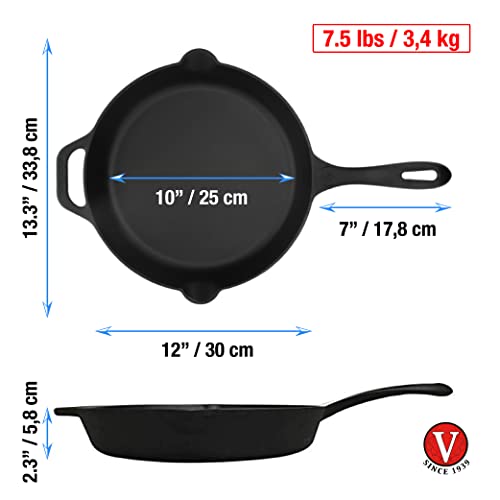 Victoria CastIron Skillet, PreSeasoned CastIron Frying Pan with Long