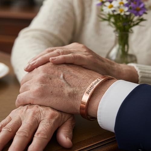 Image of Touchstone Inspirational Copper Engraved Magnetic Bracelets for Women-Personalized Jewelry Gifts for Best Friend /Mom /Daughter /Sister - Adjustable Bracelet in a Gift Box Bestfriend Forever