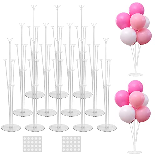Image of JOYYPOP 12 Sets Balloon Stand Kit For Table, Balloon Sticks with Base Birthday Graduation Party Decorations Wedding