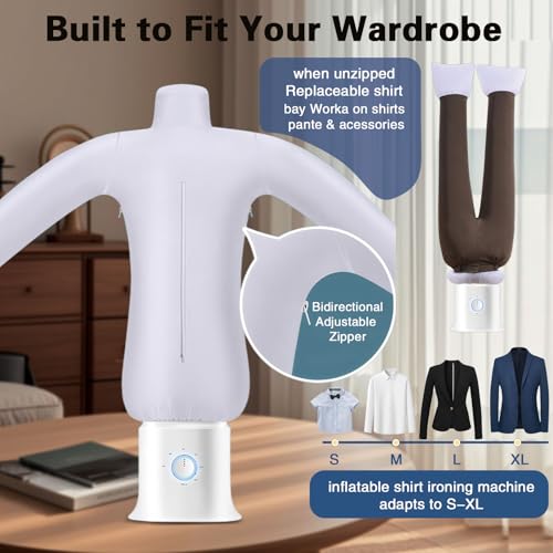 Portable Ironing Machine Steam, Hands Free Automatic Ironing Machine, Iron 8 Minutes Quick Ironed Dry, Gentle Airflow Technology for Shirts/Pants