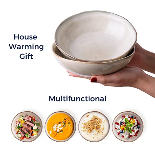 Amorarc ACB007 Ceramic Cereal Bowls Set Of 6, 24 Oz Handmade Stoneware Bowls Set For Cereal Soup Salad thumb #3
