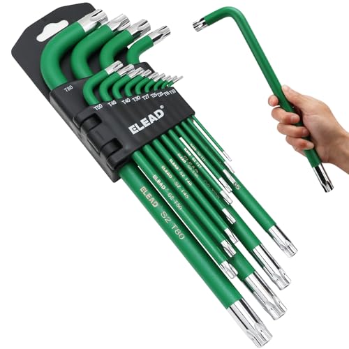 Image of ELEAD Jumbo Torx Key Wrench Set | 13-Piece Durable S2 Star Keys | L-Shaped Long Arm Design | Sizes T10 to T80 | Automotive | Mechanic | Furniture | Professional Grade Tools