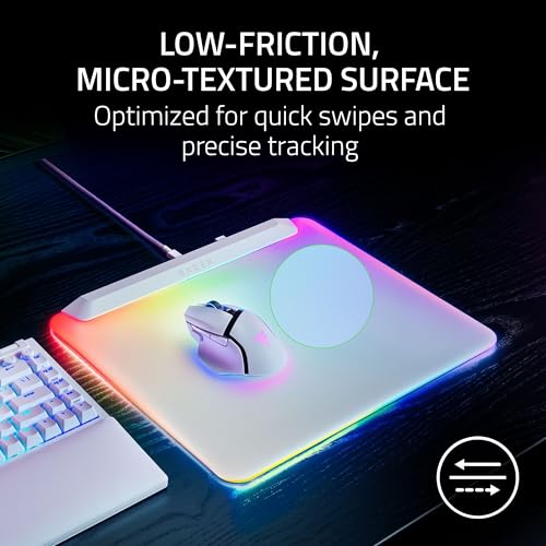 Image of Razer Firefly V2 Pro Fully Illuminated RGB Gaming Mouse Mat: Backlit Design - 15 Zone Chroma Lighting - USB 2.0 Port - Detachable USB Type C Cable - Micro Textured Surface - Anti Slip Base