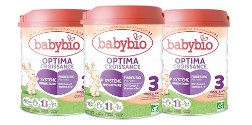 Babybio - Lait Infantile - Optima 3ème Âge avec Fibres - 800g - dès 10 Mois - BIO - Fabriqué en France - Sans Huile de Palme - Lot de 3