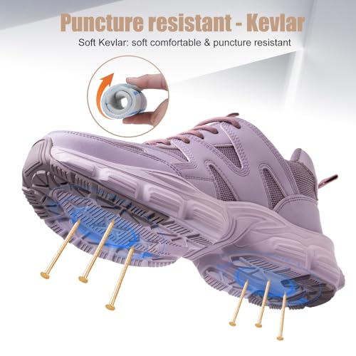 Image of Hogent Steel Toe Shoes for Women Men Wide Non Slip Composite Work Sneakers Indestructible Comfortable Safety Tennis Shoes Lightweight Breathable Construction Sneakers Puncture Proof Ergonomic Design