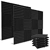 52 Pack Acoustic Panels 1 X 12 X 12 Inches - Acoustic Foam - High Density- Soundproof Studio Wedges - Charcoal
