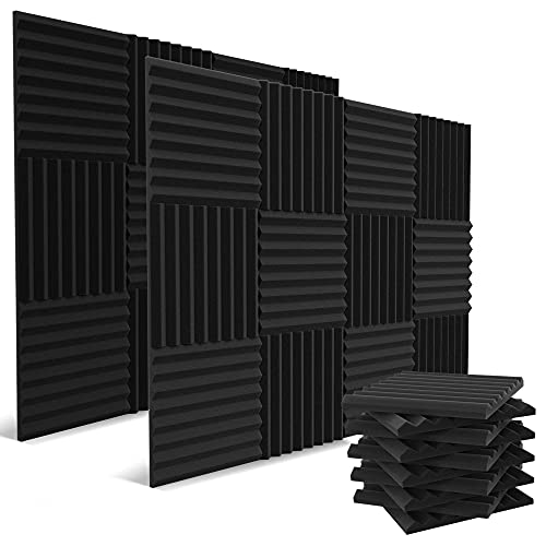 52 Pack Acoustic Panels 1 X 12 X 12 Inches – Acoustic Foam – High Density- Soundproof Studio Wedges – Charcoal