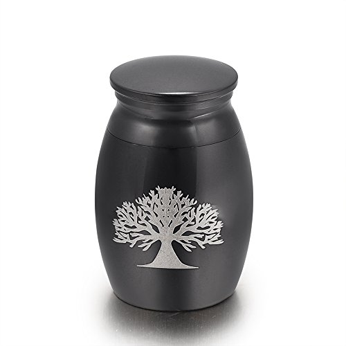 AIWENXI Urnas pequeñas de cremación para cenizas, juego de 1, mini urnas de cremación para cenizas humanas o mascotas, urnas conmemorativas de acero inoxidable (negro)