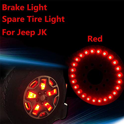 12,5 Pol Vermelho Pneu Sobressalente Terceiro Freio Luz Decoração 25 Led Luz De Advertência Para Jee