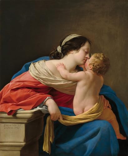 Affiche Murale Simon Vouet Dame et Enfant Poster Artistique 60x90cm pour Décoration de Bureau