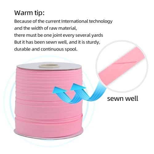 Tewadoo Bias Tape Double Fold 1 Inch Extra Wide - Pink 55 Yards Polyester Binding Tape for Sewing, Quilt Binding, Hemming, Seaming and Fabric Piping by Tewadoo - Image 6