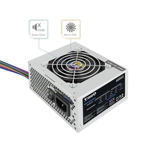 Tooq TQEP-500S-SFX- Fuente de alimentación Eco Power II, PFC pasivo, Ventilador silencioso de 120mm con Control automatico de Velocidad, (500W, ATX 12V V1.3) Color Plata, Cable NO Incluido - imagen 2