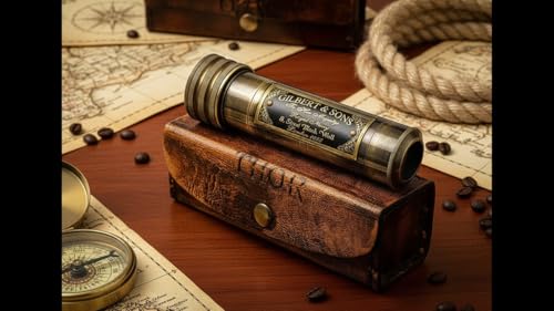 Caleidoscopio de latón antiguo para reducir el estrés visual con estuche de cuero protector 3