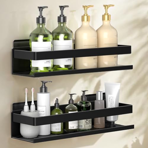 YESENT Estante de baño de Aluminio para Montar en la Pared, Estante de Almacenamiento para Ducha, instalación de Pegatinas (2 artículos, 30 cm Cada una)