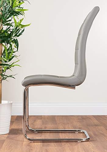 Furniturebox UK Dining Chairs - Murano Faux Leather Chairs for Dining Room Set of 2 - Premium Dining Room Chairs - Contemporary & Luxurious Grey Chairs (2x Elephant Grey Chairs)