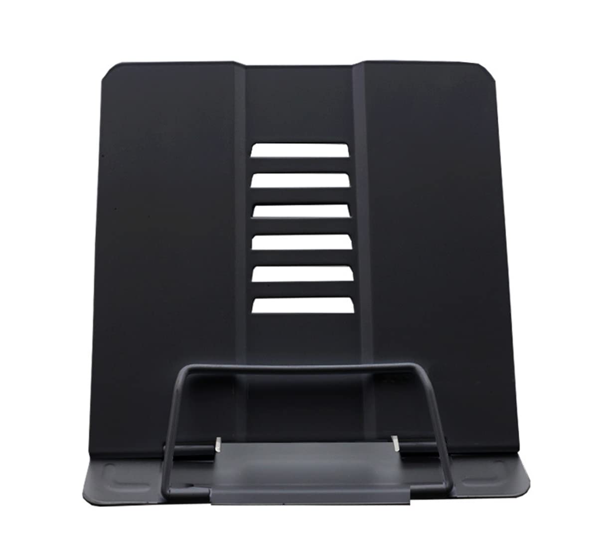 Portable Steel Book Stand Frame Reading Desk Holder with 6 Tilt Adjustable Grooves,iPad/Cookbook / Music / Document Stand Holder (Black)