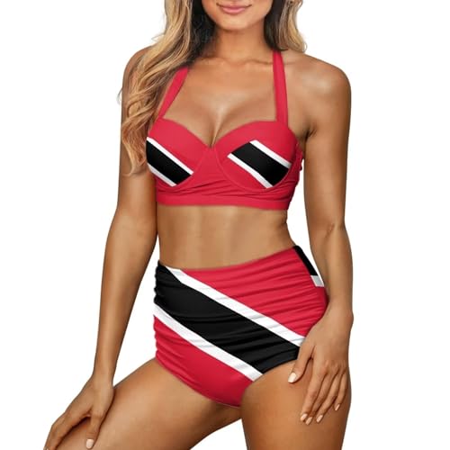 Womens High Waisted Bikini Sets Halter High Rise Two Piece Swimsuits Push Up Tummy Control Bathing Suits Size S-2XL4