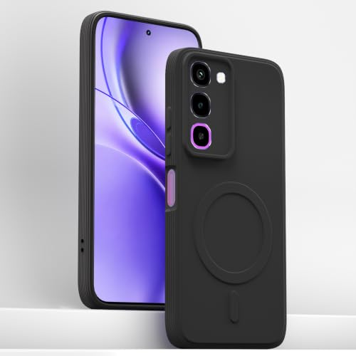 Image of Outlouders Back Cover for Realme P4R 5G | Soft Matte Silicone | Slim Fit | Magnetic-Safe Logo Design (Magnetic-Safe Not Compatible) | Shockproof | Camera Protection Bumper Case (Black)