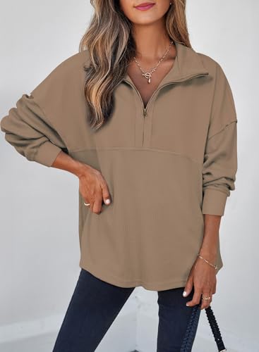 Image of SHEWIN Women Fall Sweatshirt Casual Half Zip Pullover Fall Top 2026 Clothes