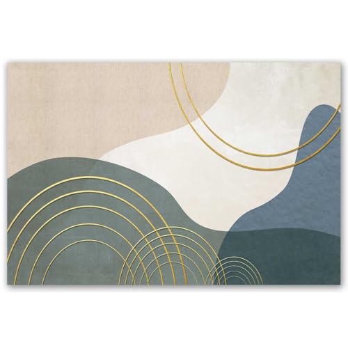 Hexoa Tableau Abstrait Formes organiques dorées - Made in France - 60x40