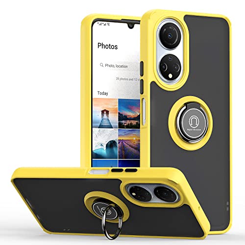 Cover per Honor X7 Play 30 Plus Case custodia per telefono antiurto con anello di supporto hard PC e Bumper opaco traslucido Case - giallo tpu