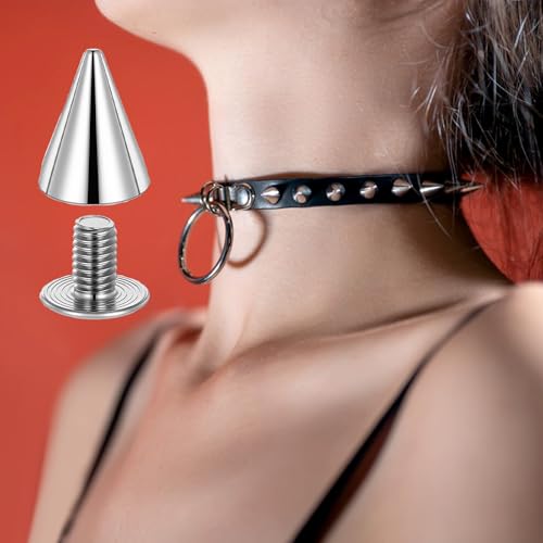 LXUEJIE 100 par stożkowych kolców z gwintowanymi ćwiekami, metalowe punkowe kolce ćwieki 10x7mm, fajne kolce nity do ubrań w stylu punk rock, paska, butów, torby, obroży dla psa, rękodzieła skórzanego