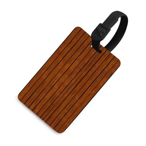 Étiquette bagage bois marron au style noir élégant pour vos vacances de rêve