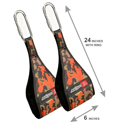 APRODO Ab Straps Set | Pair Of Hanging Straps For Pull Up Bar Workout, Fitness, Gym And Abdominal Exercises (ORANGE CAMOUFLAGE)