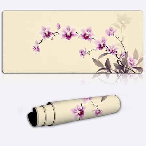 Alfombrilla de ratón grande Danza de la orquídea lavanda de 800x300x4mm con base antideslizante