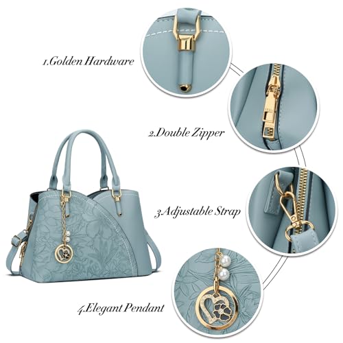 KKXIU Triple Compartments Purses and Handbags for Women Fashion Ladies Satchel Shoulder Top Handle Bag3