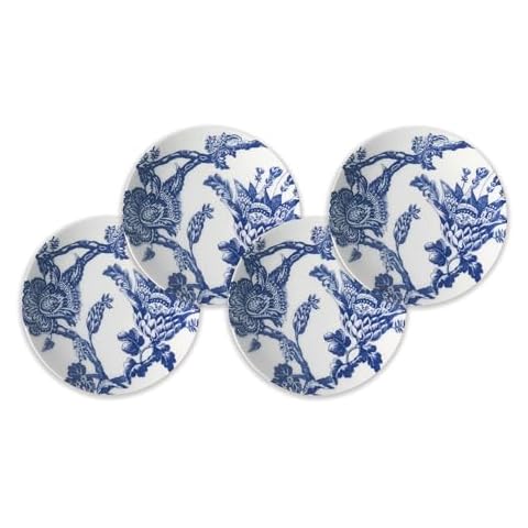 Caskata Arcadia Appetizer Plates Set of 4 | High-Design Lead-Free Porcelain Dinnerware Dessert Plates Set | Blue Dinnerware Set for Entertaining Everyday, Wedding or Birthday Gifts | 6.35 in Cover