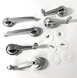 Performance PFM-474249 Interior Door Handle and Window Crank Handle, Left and Right, Metal Satin, Set of 6 for 1967 1966 1965 Ford Mustang