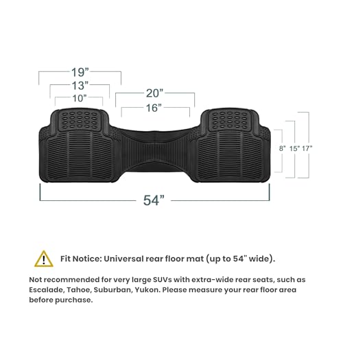 Image of FH Group Car Floor Mats - Heavy-Duty Rubber Floor Mats for Cars, Universal Fit Rear Set, Trimmable Automotive Floor Mats, ClimaProof Floor Mats For Most Sedan, SUV, Truck Floor Mats Gray