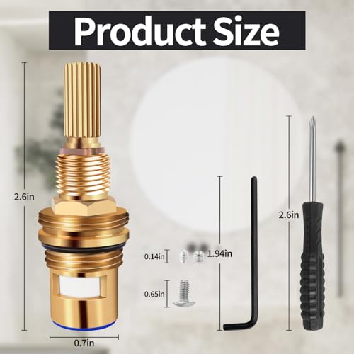Brass 1-001 & Brass 1-002 Ceramic Valve Set，Replacement Hot Widespread Cartridge and Cold Widespread Cartridge,Brass Construction (Brass 1-001 & Brass 1-002)