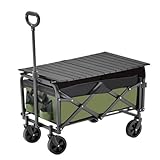 アウトドアワゴン アウトドア用キャリーカート キャリーワゴン キャリーカート ワイドタイヤ テーブル セット【大容量150L・1秒撤収・テーブル付き】自立収納 コンパクト 静音 収納ポケットつき 荷物運び 引っ越し ショッピングカート 買い物カート キャンプ アウトドア