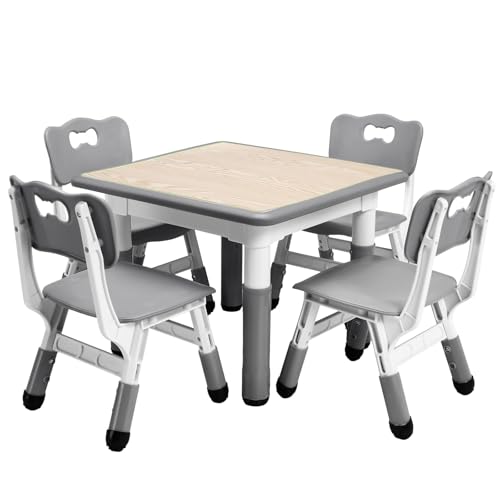Image of Kids Table and Chairs Set, Height Adjustable Activity Desk (Ages 2-10) - Graffiti & Arts Crafts Desktop with Non-Slip Legs, 300lbs Max Load, Multi-Use for Home, Classrooms & Daycares