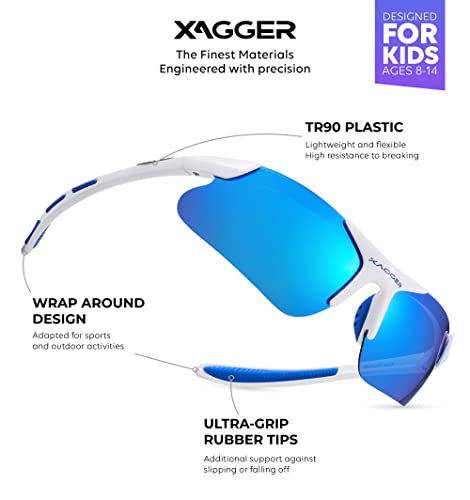 Xagger Youth Polarized Sports Sunglasses For Boys Girls Age 8-14 Kids Teens Lightweight Baseball Softball Cycling Running Glasses #TOP1