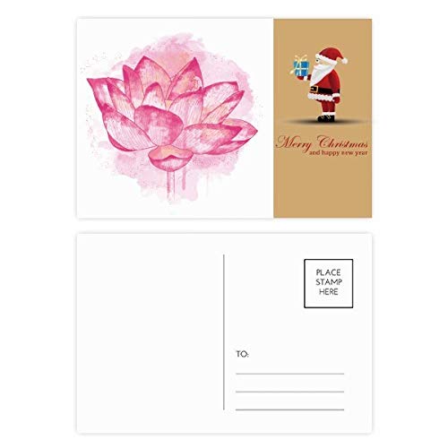 Cartes postales père Noël aquarelle rose : lot papeterie pour vœux et courrier hiver