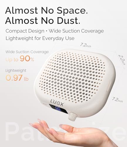 Image of L'UGX Rechargeable Nail Dust Collector Profesional - Compact Dust Collector Nail Tech with Strong Suction, 10-Speed Turbo Fan, LED Display Nail Dust Cleaner for Home & Salon Use - Stardust Beige