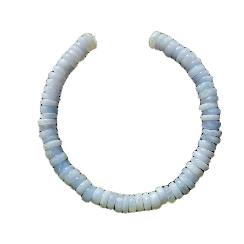 Bracelet agate dentelle bleue 6x3mm en pneu facetté de 18cm | LK_SLNK_00286