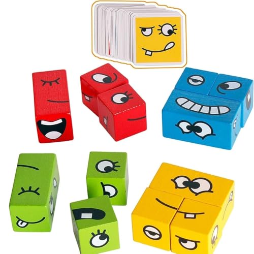 Image of TOYTONIC Emoji Face Cube Puzzle Game for Kids - Creative Learning Game for All Ages - Fun Expression Matching Challenge - Brain Teaser Gift Toy for Boys 7-14 Years
