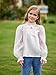 WDIRARA Girl's Contrast Mesh Bow Front Shirt Cute Mock Neck Long Flounce Sleeve Blouse Top White 9Y