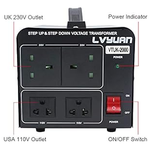 Cantonape Voltage Converter 2000W Step Up Step Down UK to US Transformer with 2 US & 2 UK outlets for 220V-110V & 110V-220V