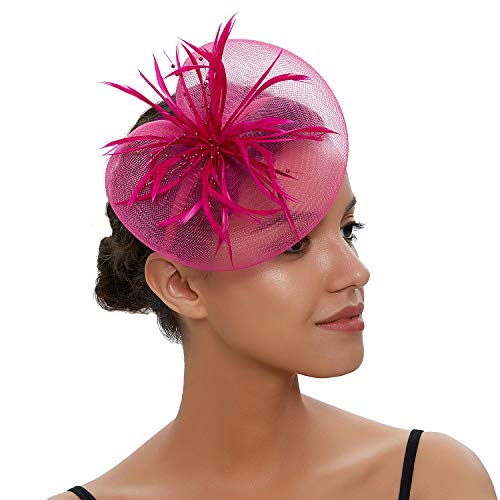 SJTJSPX Chapeau Bibi de Mariage Chapeau Fascinator Femme Chapeau Mariage Nuptiale Bandeau Voile en Maille Accessoires de Cheveux Serre Tête Cocktail Tea Party Église Club Pince à Cheveux