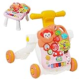Baby Walker 2 en 1 - Caminador desmontable con velocidad ajustable y mesa de aprendizaje temprano, centro de aprendizaje educativo para bebés de 6 a 36 meses