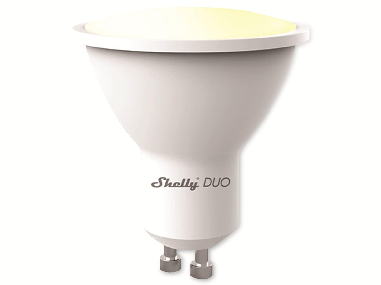 Shelly Shelly Duo GU10 RGBW, Domotique, Wi-Fi, Ampoule LED de couleur dimmable connectée, Efficacité énergétique, Compatible avec Amazon Alexa & Google Assistant, Dimmable, 475 lm, Multicolore, 5 W