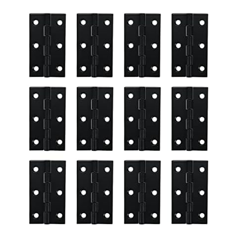 Antrader 2" Black Folding Butt Hinges Mini Cabinet Hinges with Screws for Cabinet Drawers Jewelry Box, 12 Pack Cover