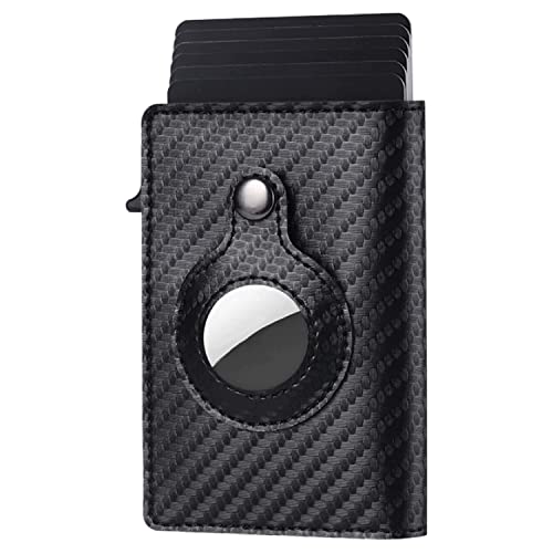 Image of INKMILAN Men's Slim Airtag Pop-Up Wallet Version 2 Credit Card Holder, RFID Blocking Anti-Loss Money Purse Ideal Gift for Men (No AirTag Included) (Carbon Fiber)