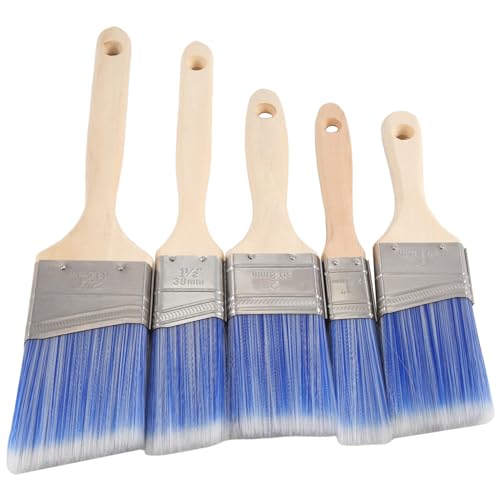 Jrifedptry Pinceles planos y angulares en varios tamaños, pinceles de pintura para muebles, paredes, 5 unidades