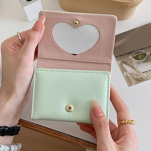 Fashionable Girls Bows Wallet Aesthetic Small Card Holder PU Leather Coin Purse Cash Pocket with Clear Window for Women3